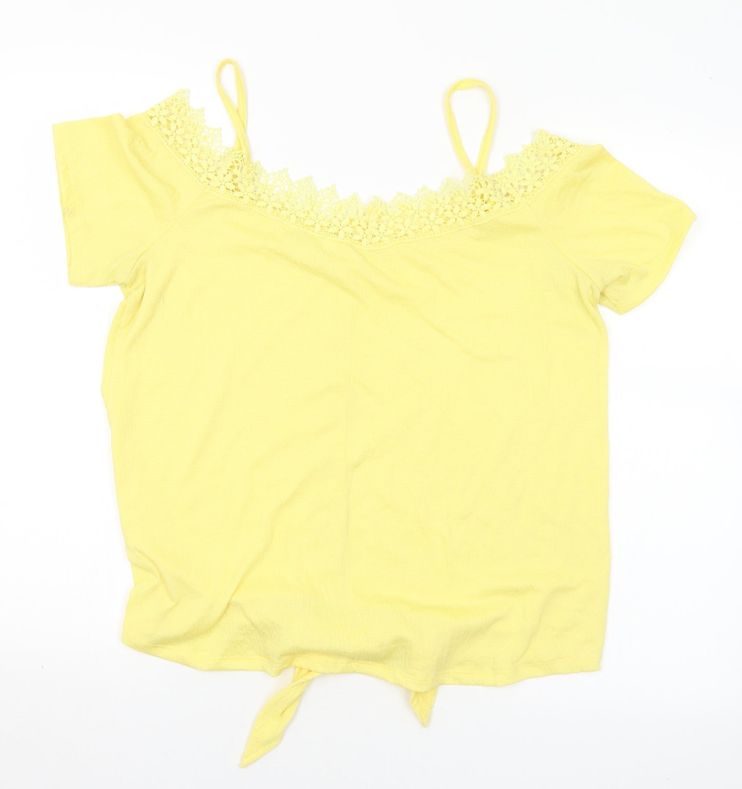 Pep&Co Womens Yellow  Polyester Basic Blouse Size 12 Off the Shoulder