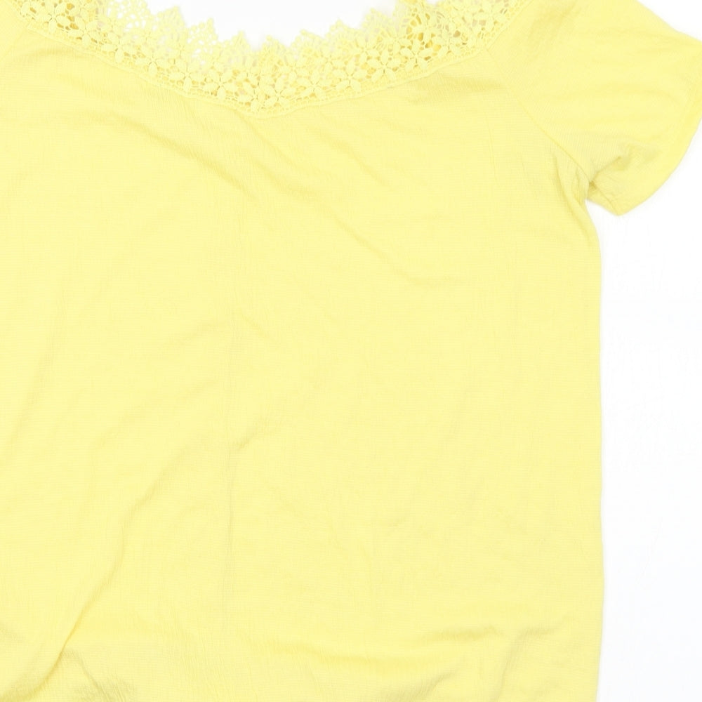 Pep&Co Womens Yellow  Polyester Basic Blouse Size 12 Off the Shoulder