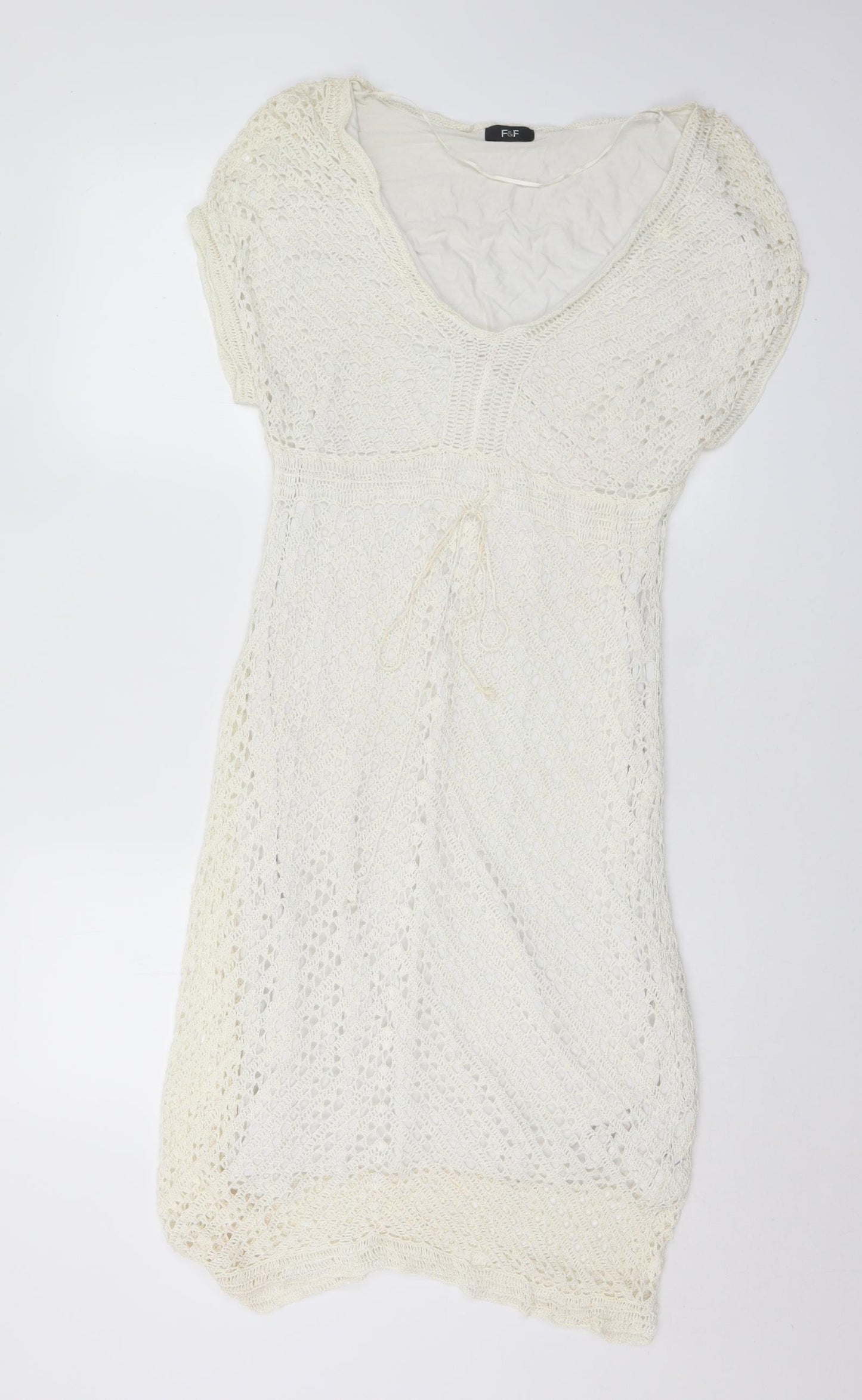 F&F Womens White  Linen Jumper Dress  Size M  V-Neck