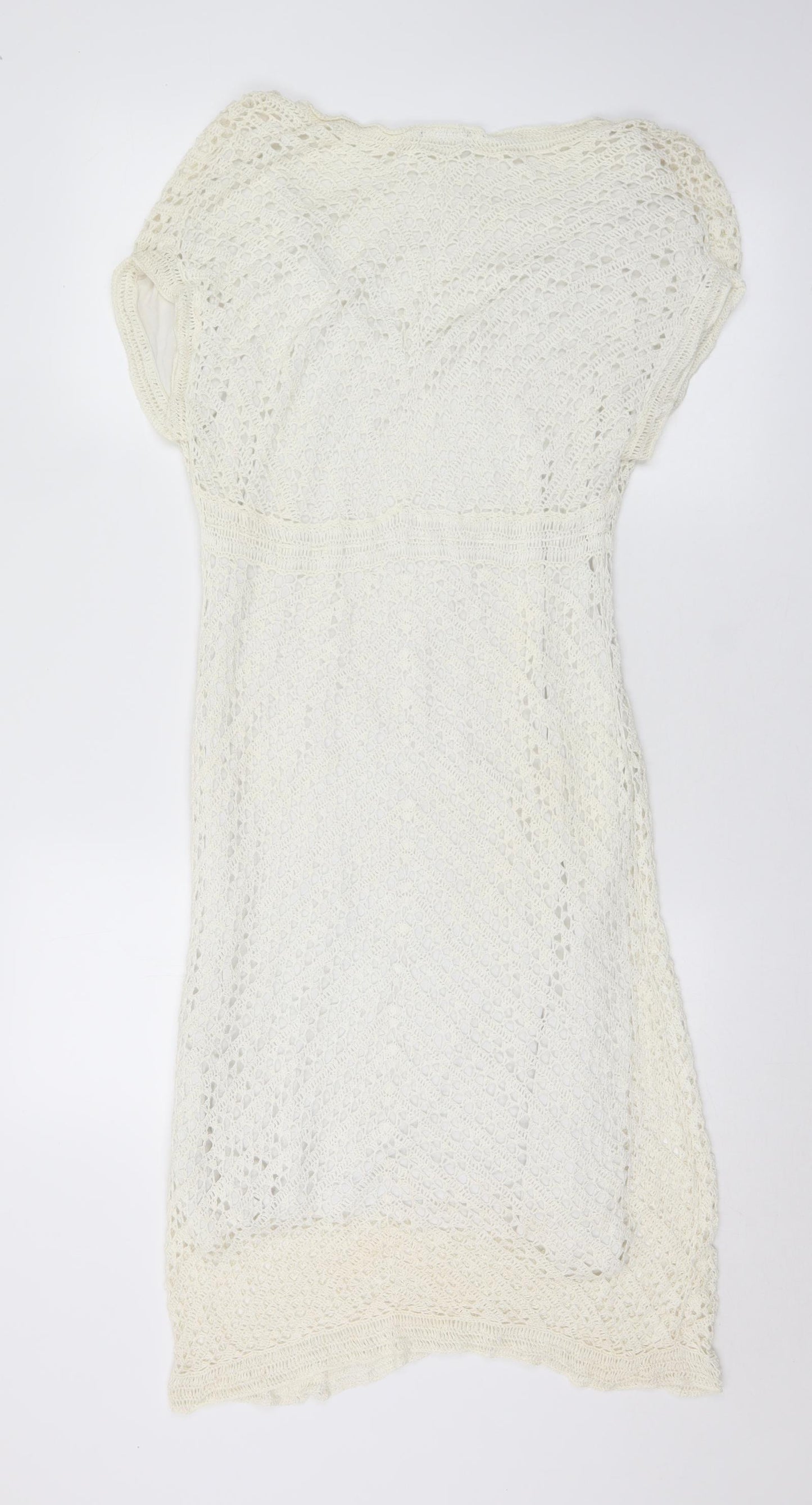 F&F Womens White  Linen Jumper Dress  Size M  V-Neck