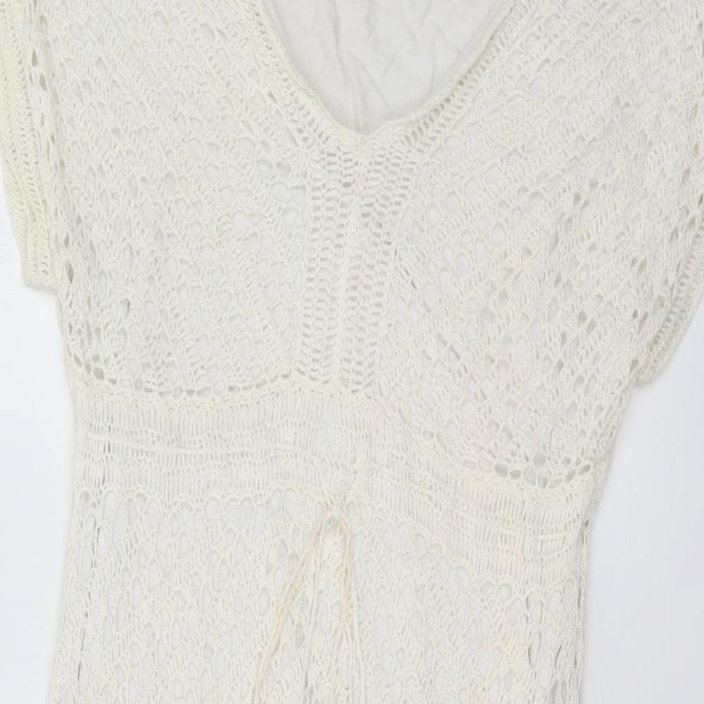 F&F Womens White  Linen Jumper Dress  Size M  V-Neck