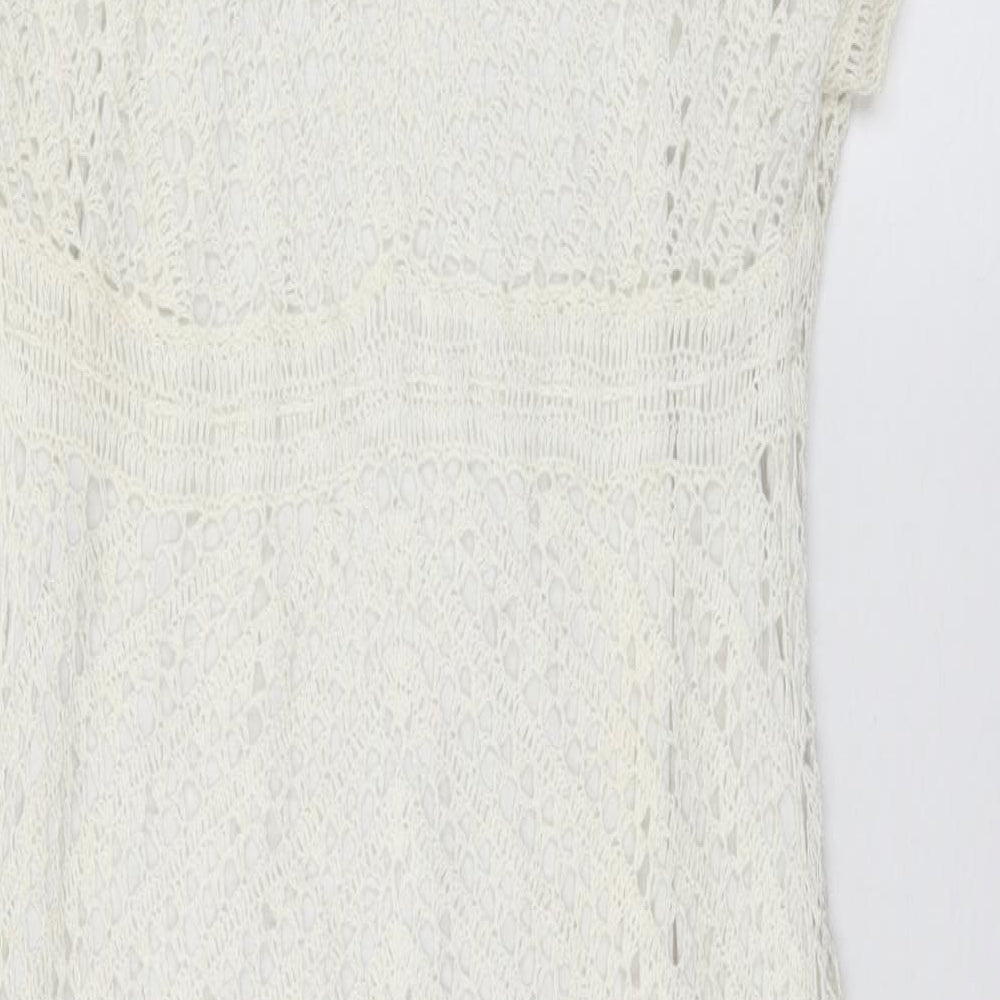 F&F Womens White  Linen Jumper Dress  Size M  V-Neck