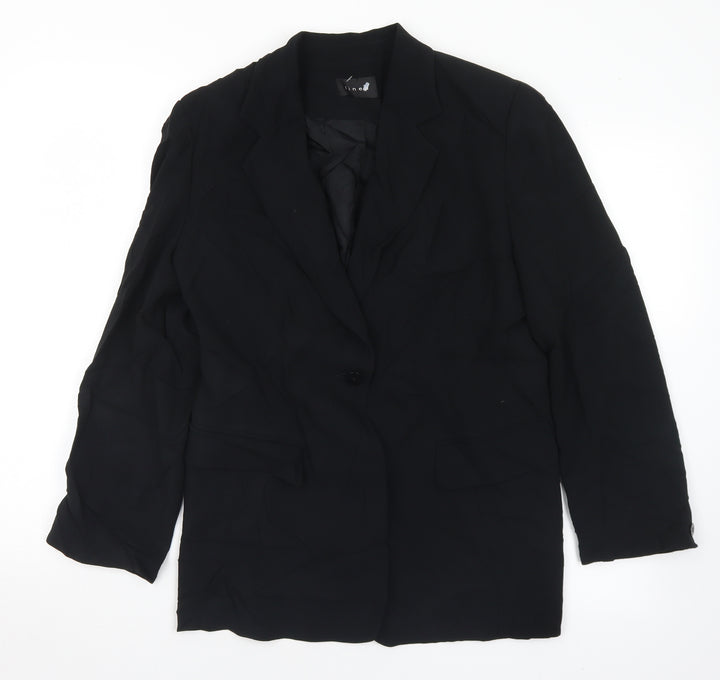 Linea Womens Black Triacetate Jacket Suit Size 14