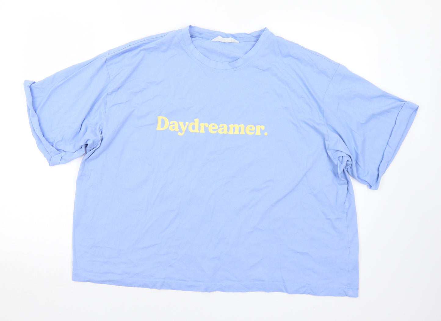 Primark Womens Blue  Cotton Basic T-Shirt Size 18 Crew Neck - Day Dreamer 18-20