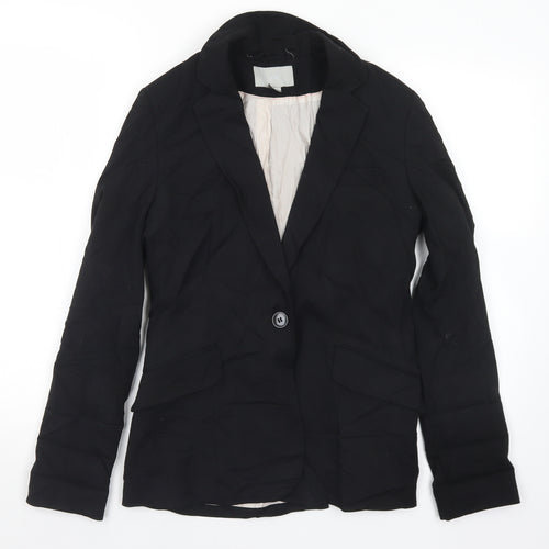 H&M Womens Black  Polyester Jacket Suit Jacket Size 10