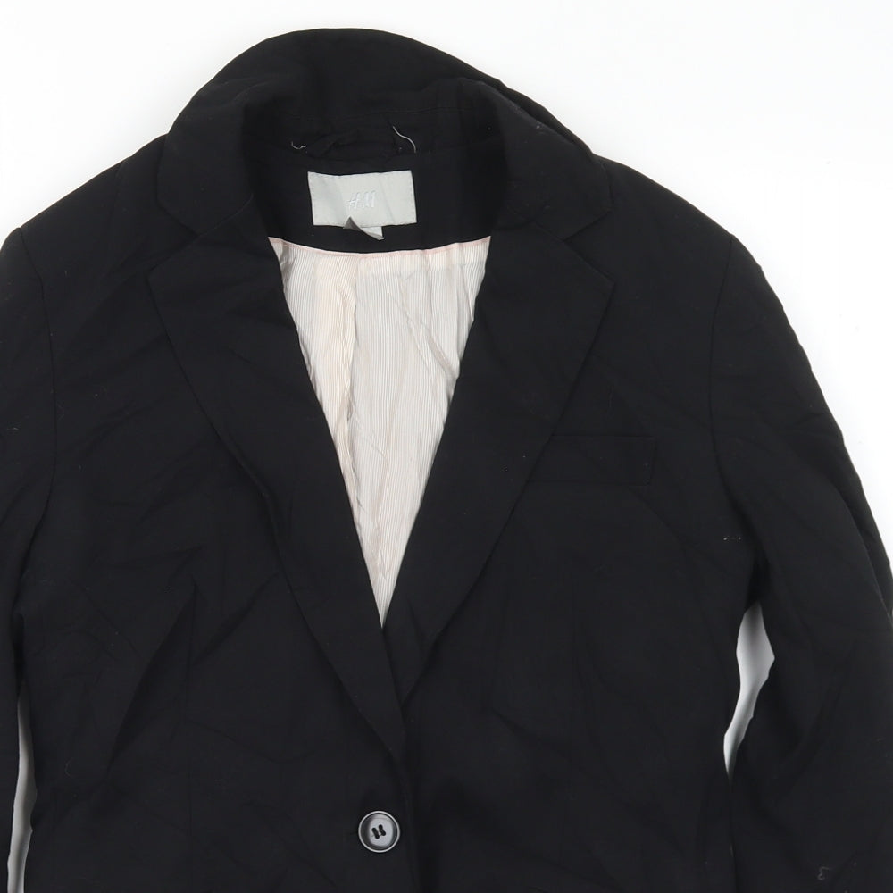 H&M Womens Black  Polyester Jacket Suit Jacket Size 10