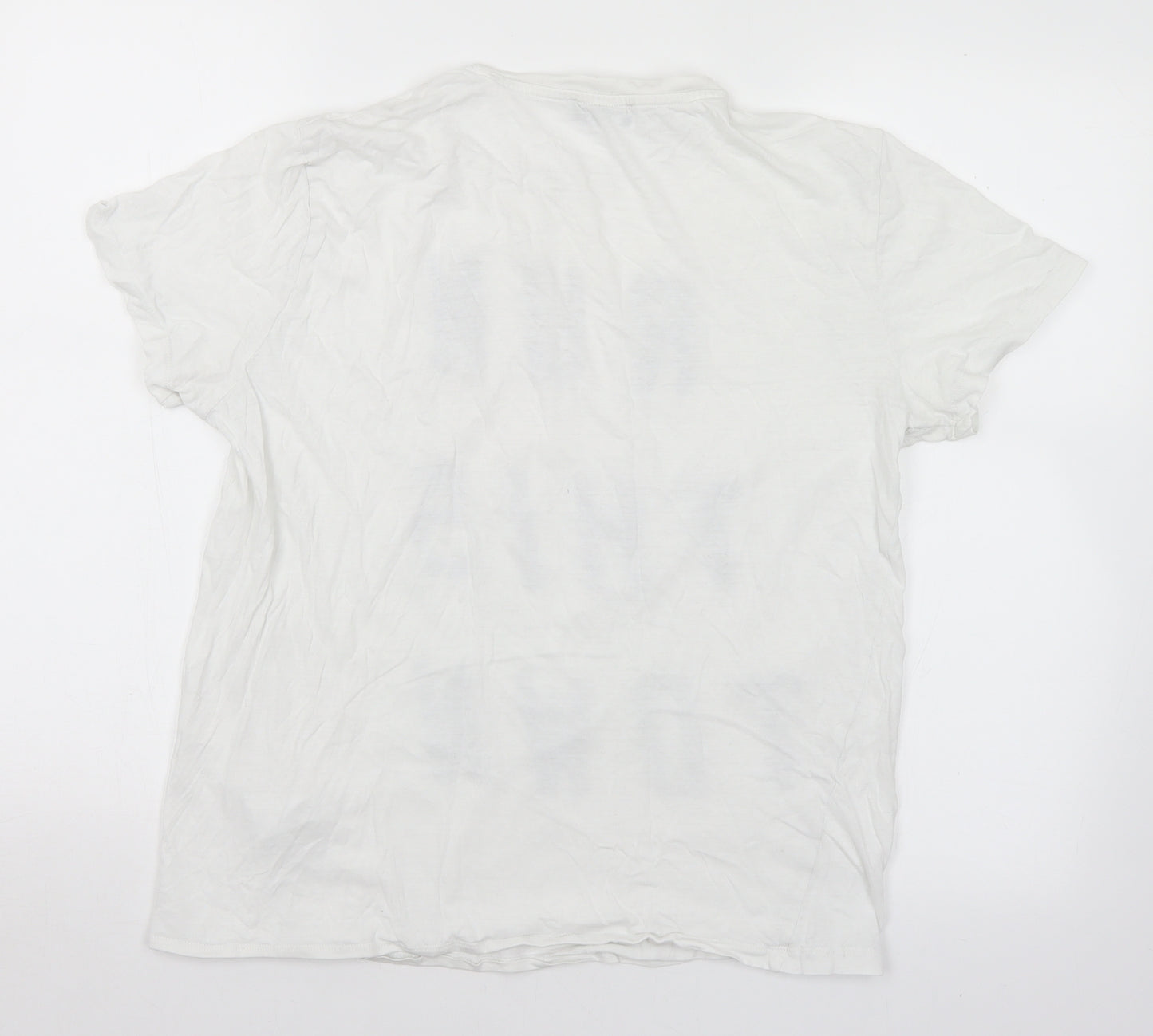 New Look Mens White  Cotton  T-Shirt Size S Round Neck  - Run This Town