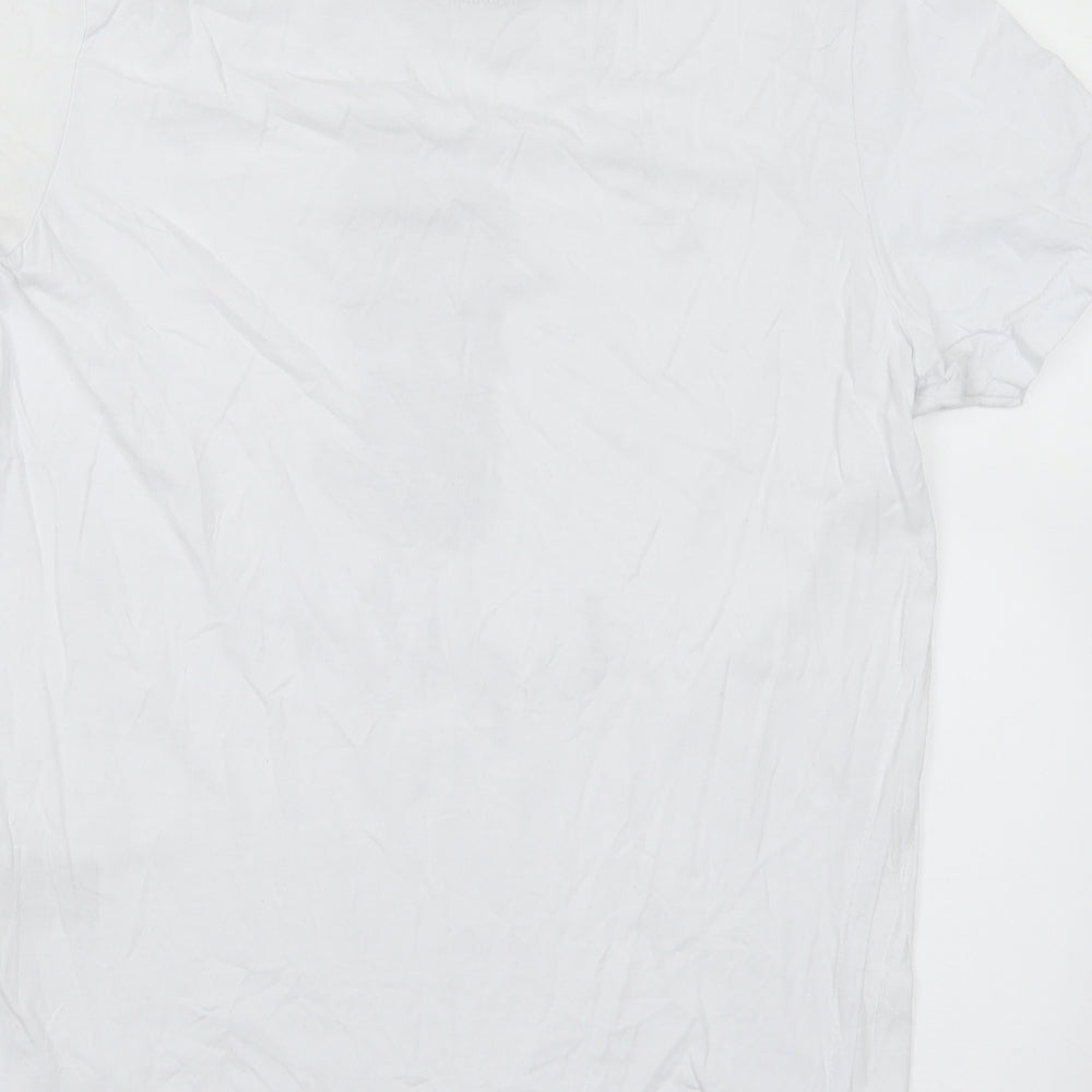 Brave Soul Mens White  Cotton  T-Shirt Size M Crew Neck