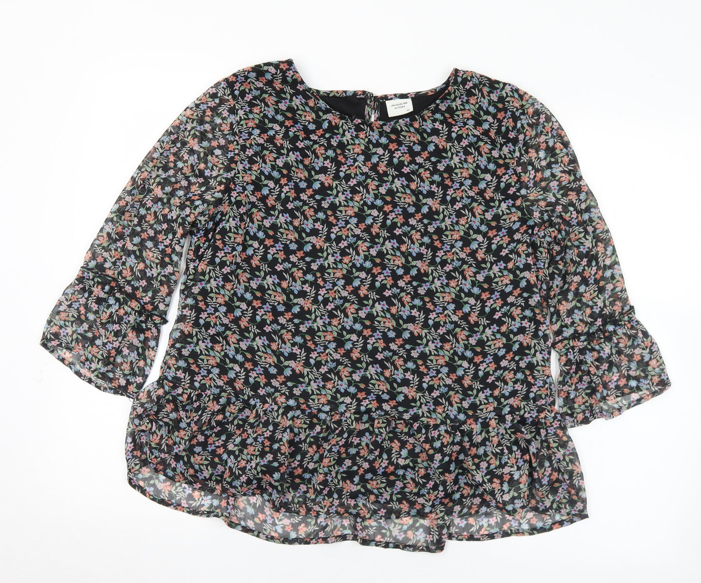 Jaqueline de Young Womens Multicoloured Floral Polyester Basic Blouse Size 8 Round Neck