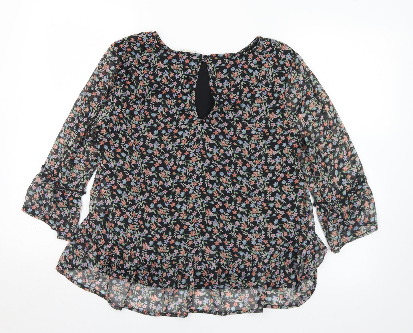 Jaqueline de Young Womens Multicoloured Floral Polyester Basic Blouse Size 8 Round Neck