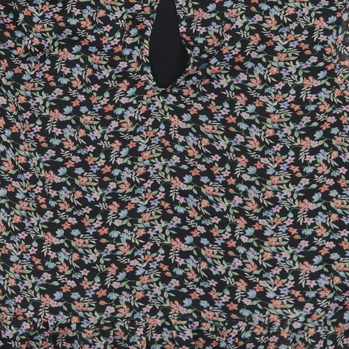 Jaqueline de Young Womens Multicoloured Floral Polyester Basic Blouse Size 8 Round Neck