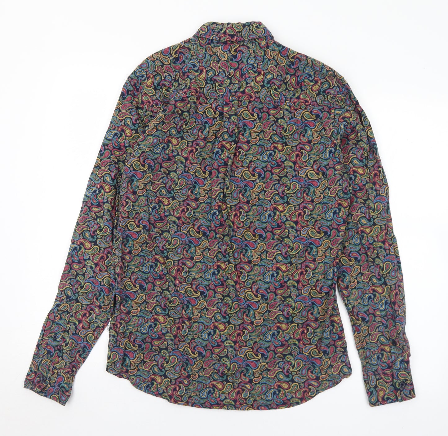Soviet Mens Multicoloured Paisley Cotton  Button-Up Size M Collared Button