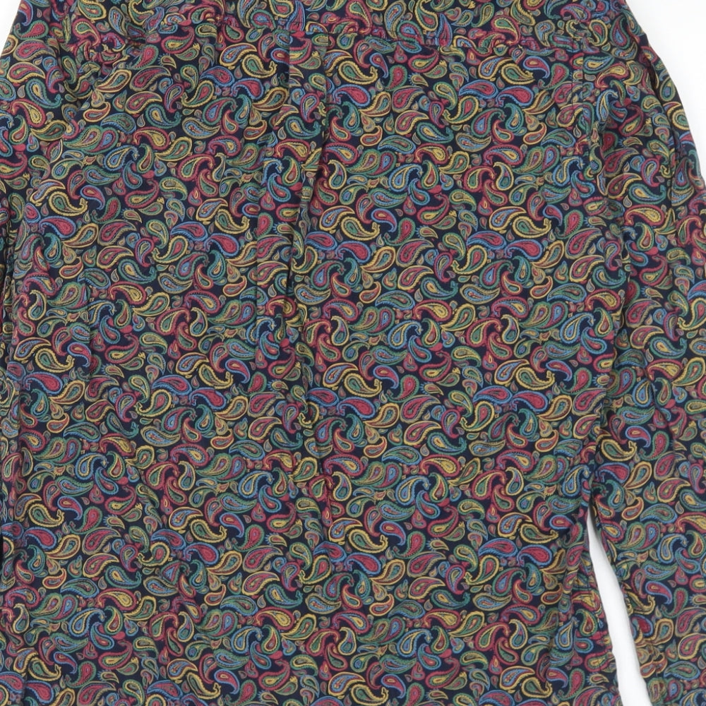 Soviet Mens Multicoloured Paisley Cotton  Button-Up Size M Collared Button