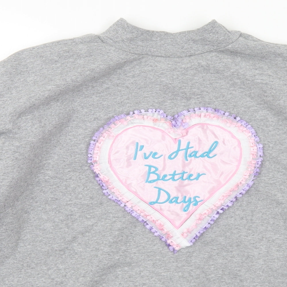 Topshop Womens Grey  Polyester Pullover Sweatshirt Size 12   - I've had better days
