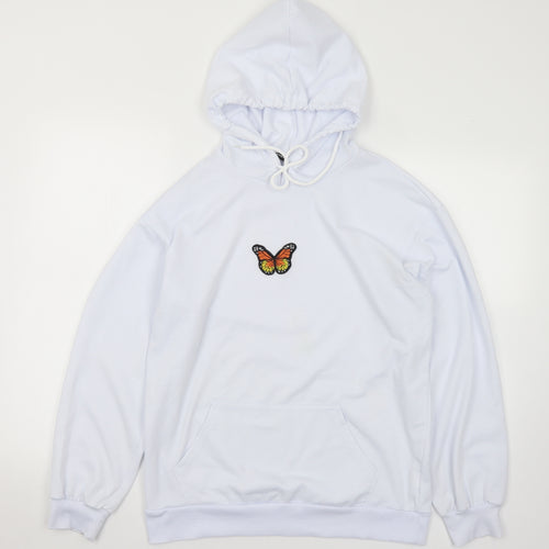 SheIn Womens White  Cotton Pullover Hoodie Size S   - Butterfly