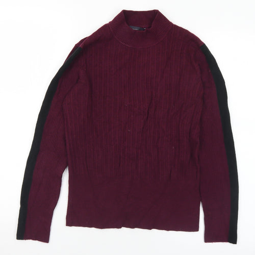 Marks and Spencer Womens Purple Mock Neck  Viscose Pullover Jumper Size 12