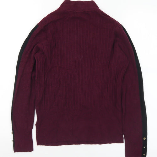 Marks and Spencer Womens Purple Mock Neck  Viscose Pullover Jumper Size 12