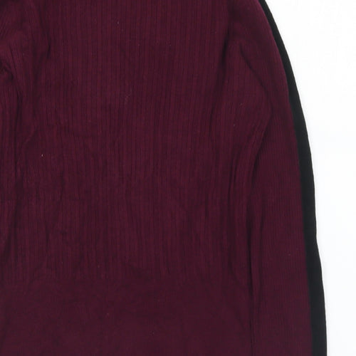 Marks and Spencer Womens Purple Mock Neck  Viscose Pullover Jumper Size 12