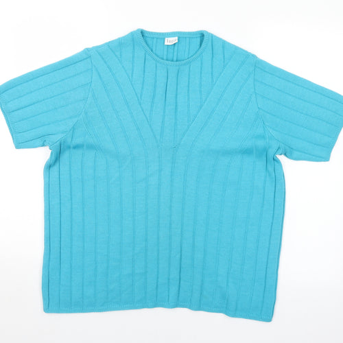 LUCIA Womens Blue Round Neck  Acrylic Pullover Jumper Size 10