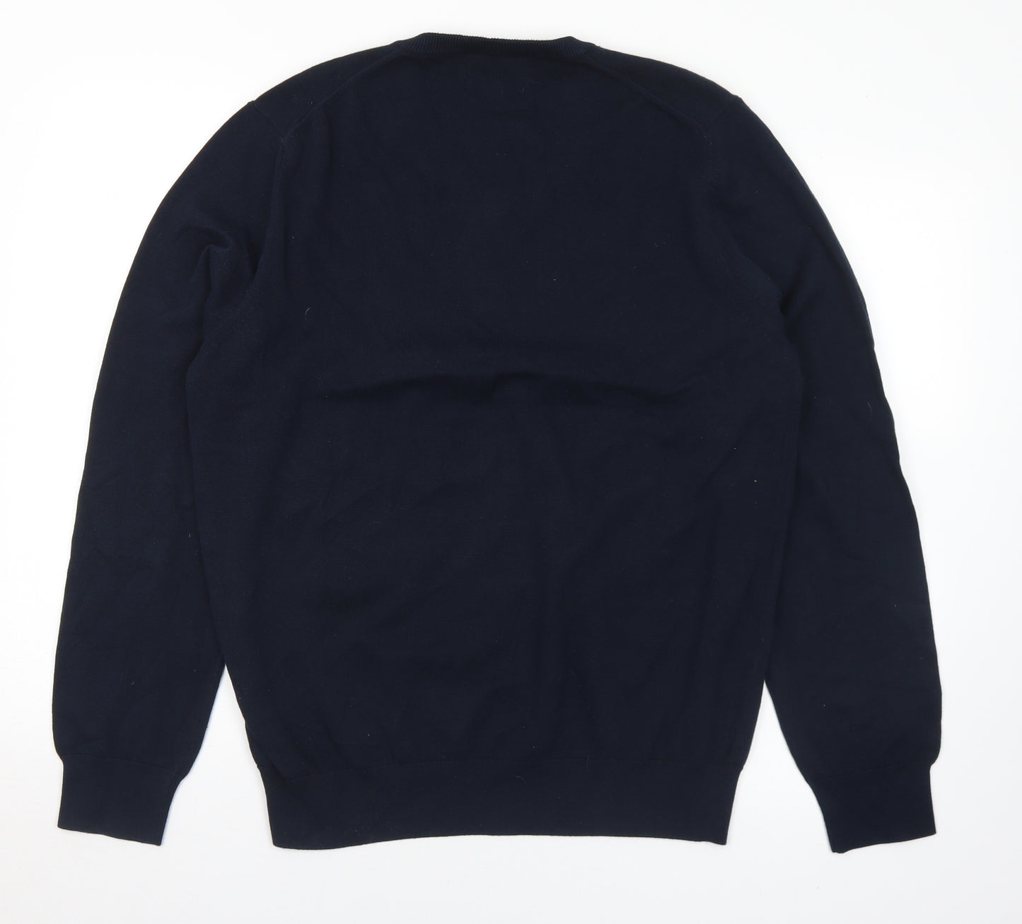 Marks and Spencer Mens Blue V-Neck  Cotton Pullover Jumper Size L