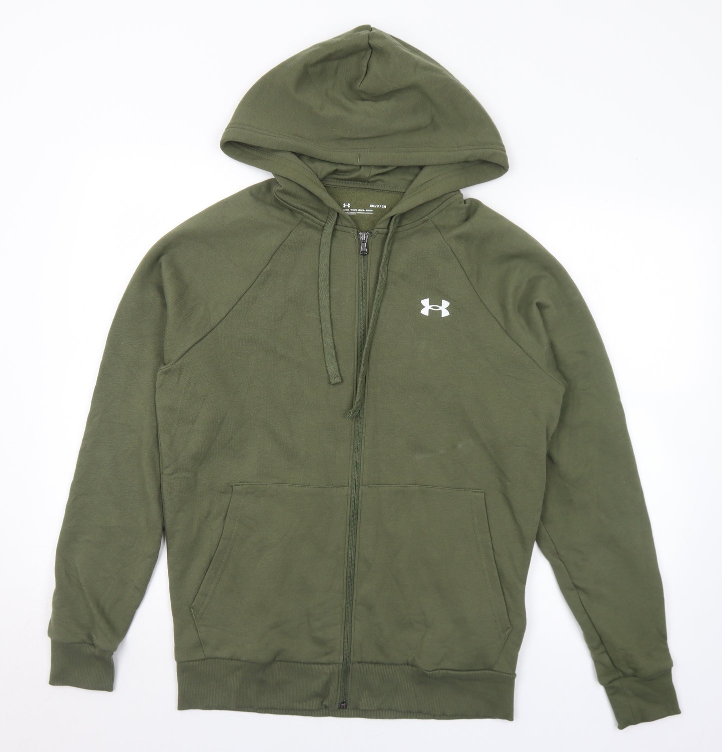 Under Amour Mens Green  Cotton Full Zip Hoodie Size S   - Logo