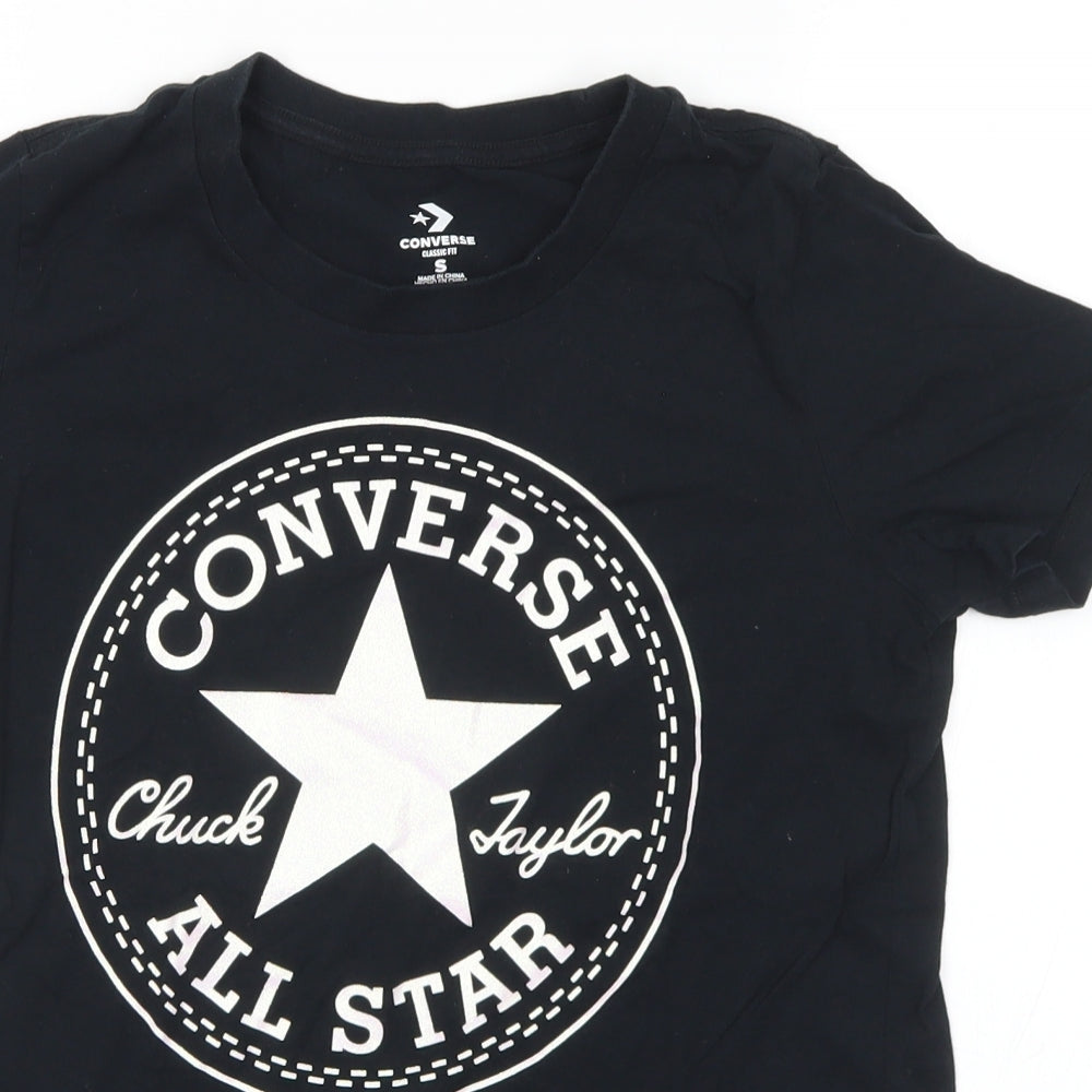 Converse Womens Black  Cotton Basic T-Shirt Size S Crew Neck - Converse All Star