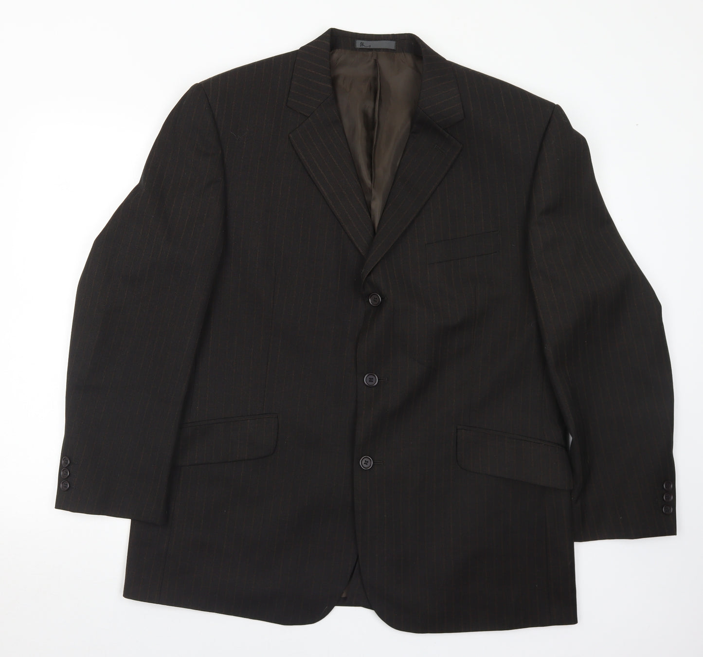 BHS Mens Brown Striped Polyester Jacket Suit Jacket Size 44