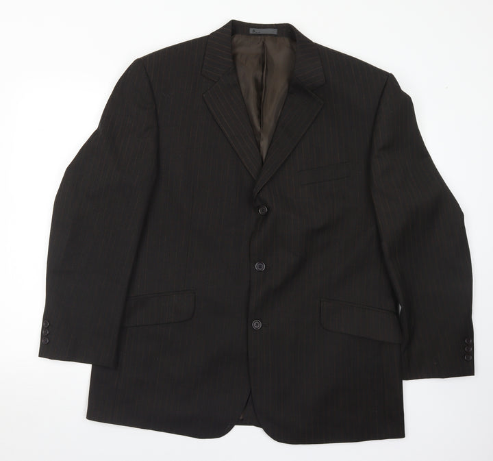 BHS Mens Brown Striped Polyester Jacket Suit Jacket Size 44