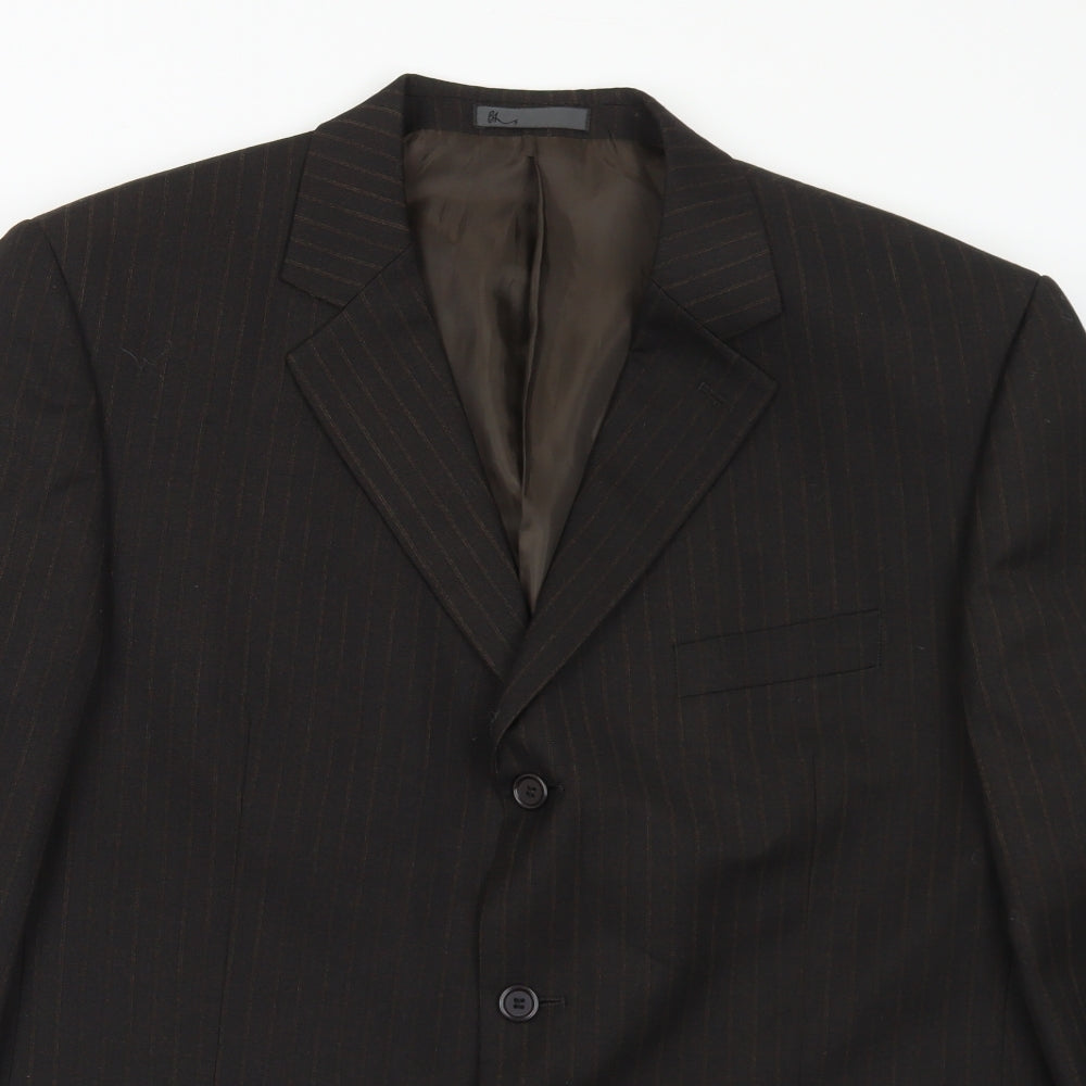 BHS Mens Brown Striped Polyester Jacket Suit Jacket Size 44