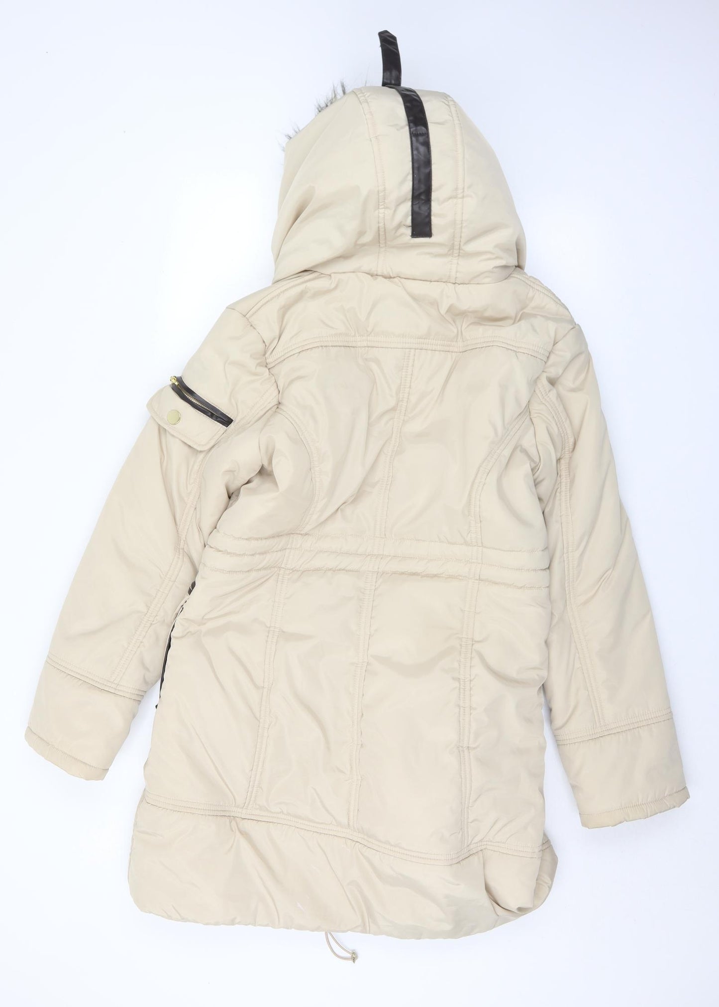 Quiz Womens Beige   Quilted Coat Size 14  Zip