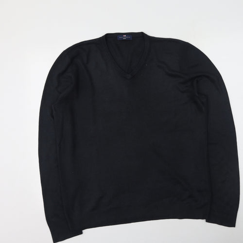 Marks and Spencer Mens Blue V-Neck  Acrylic Pullover Jumper Size L