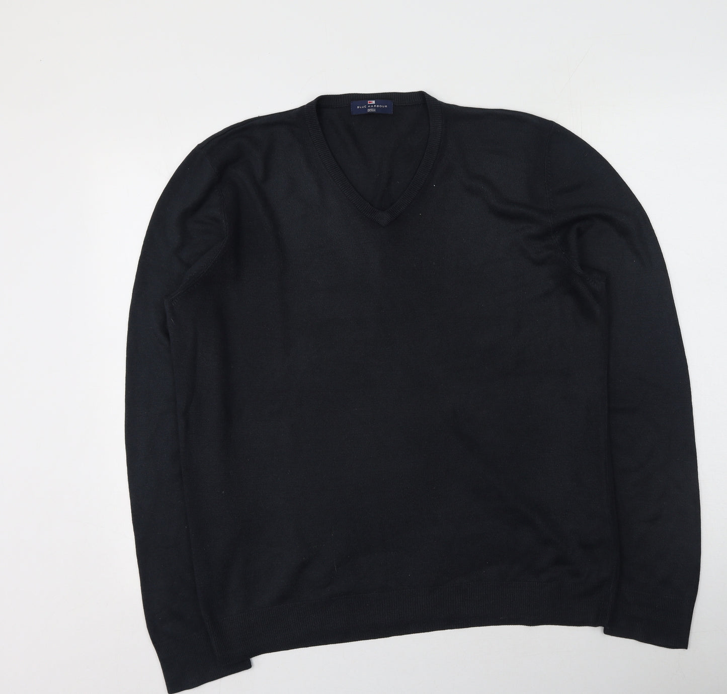 Marks and Spencer Mens Blue V-Neck  Acrylic Pullover Jumper Size L