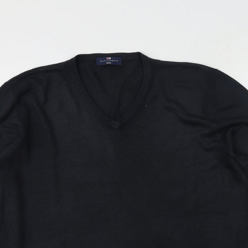 Marks and Spencer Mens Blue V-Neck  Acrylic Pullover Jumper Size L