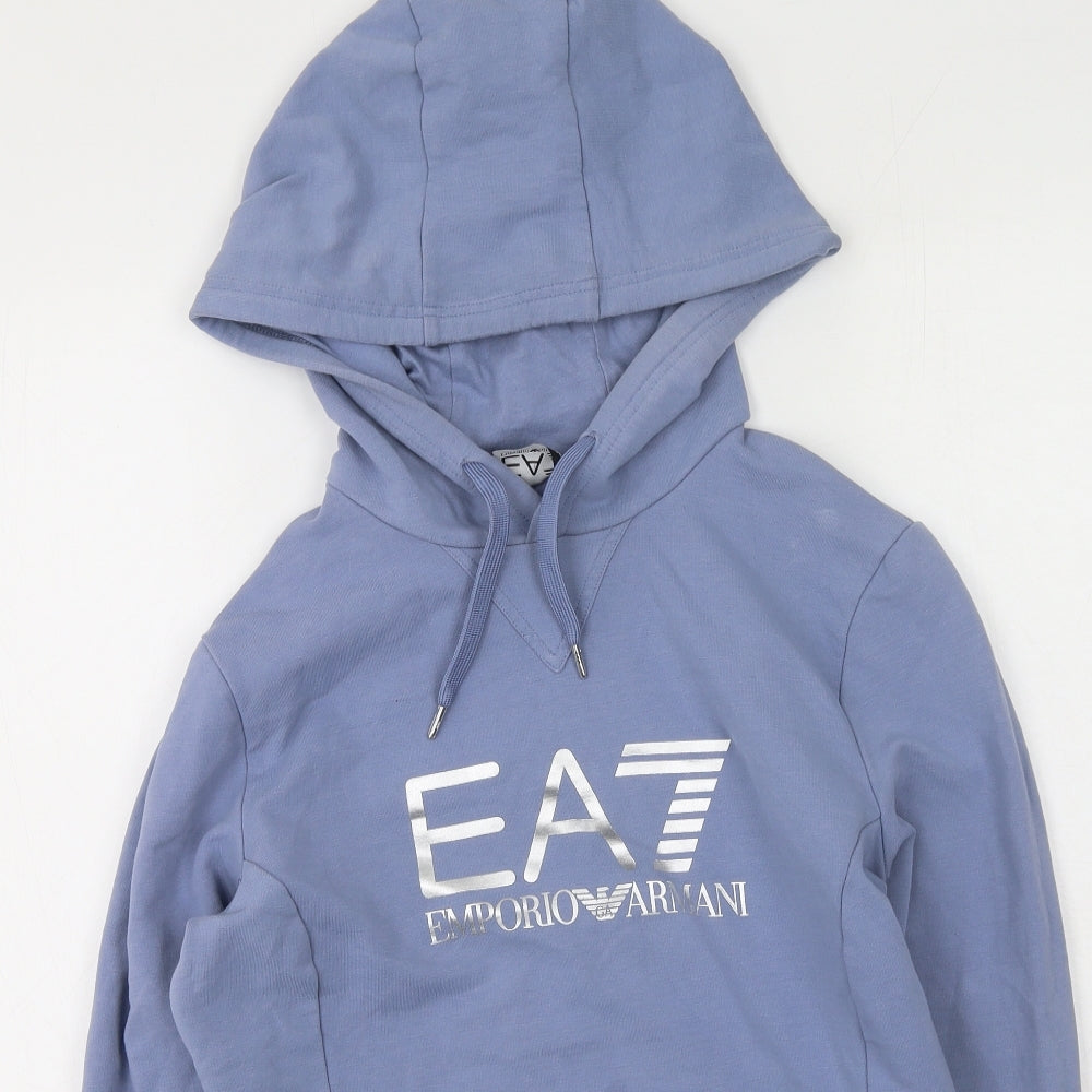 Emporio Armani Ea7 Womens Blue  Polyester Pullover Hoodie Size M