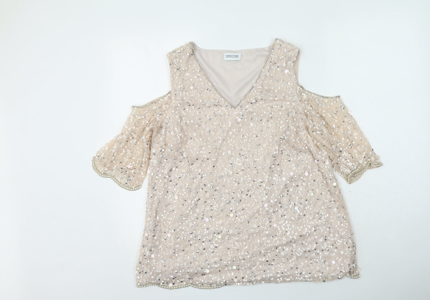 Together Womens Pink  Polyester Basic Blouse Size M Round Neck