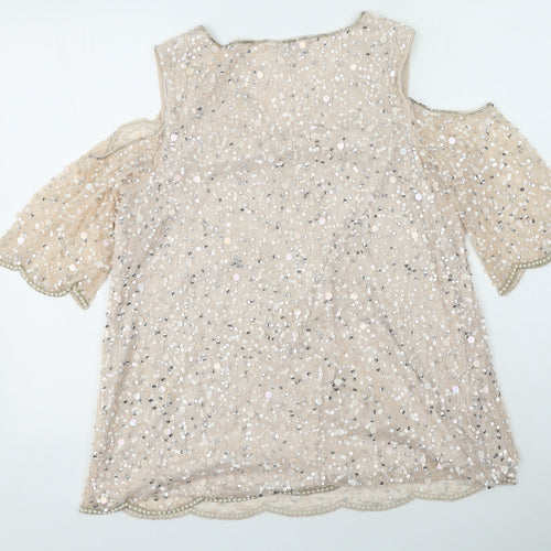 Together Womens Pink  Polyester Basic Blouse Size M Round Neck