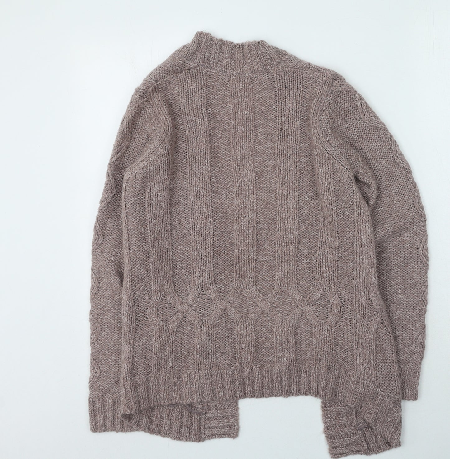 TU Womens Beige Round Neck  Acrylic Cardigan Jumper Size 8