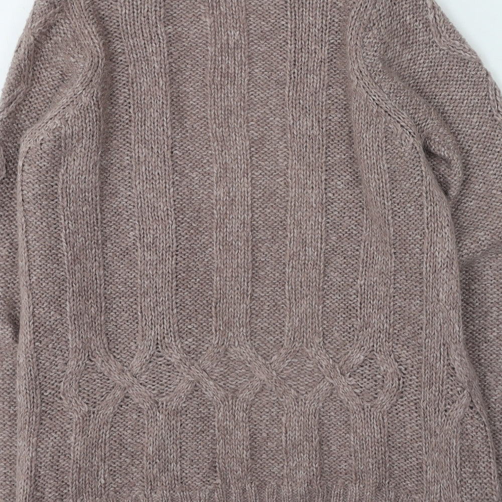 TU Womens Beige Round Neck  Acrylic Cardigan Jumper Size 8