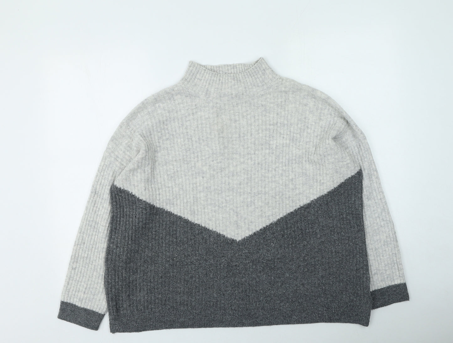 Marks and Spencer Womens Grey High Neck  Acrylic Pullover Jumper Size M