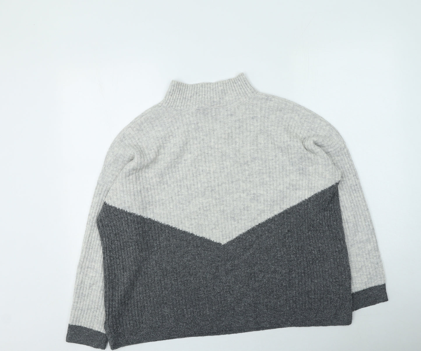 Marks and Spencer Womens Grey High Neck  Acrylic Pullover Jumper Size M