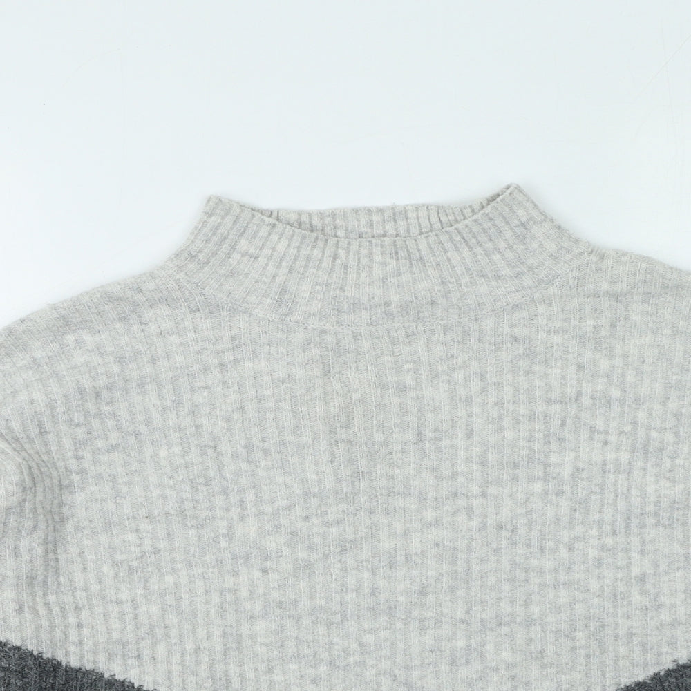 Marks and Spencer Womens Grey High Neck  Acrylic Pullover Jumper Size M
