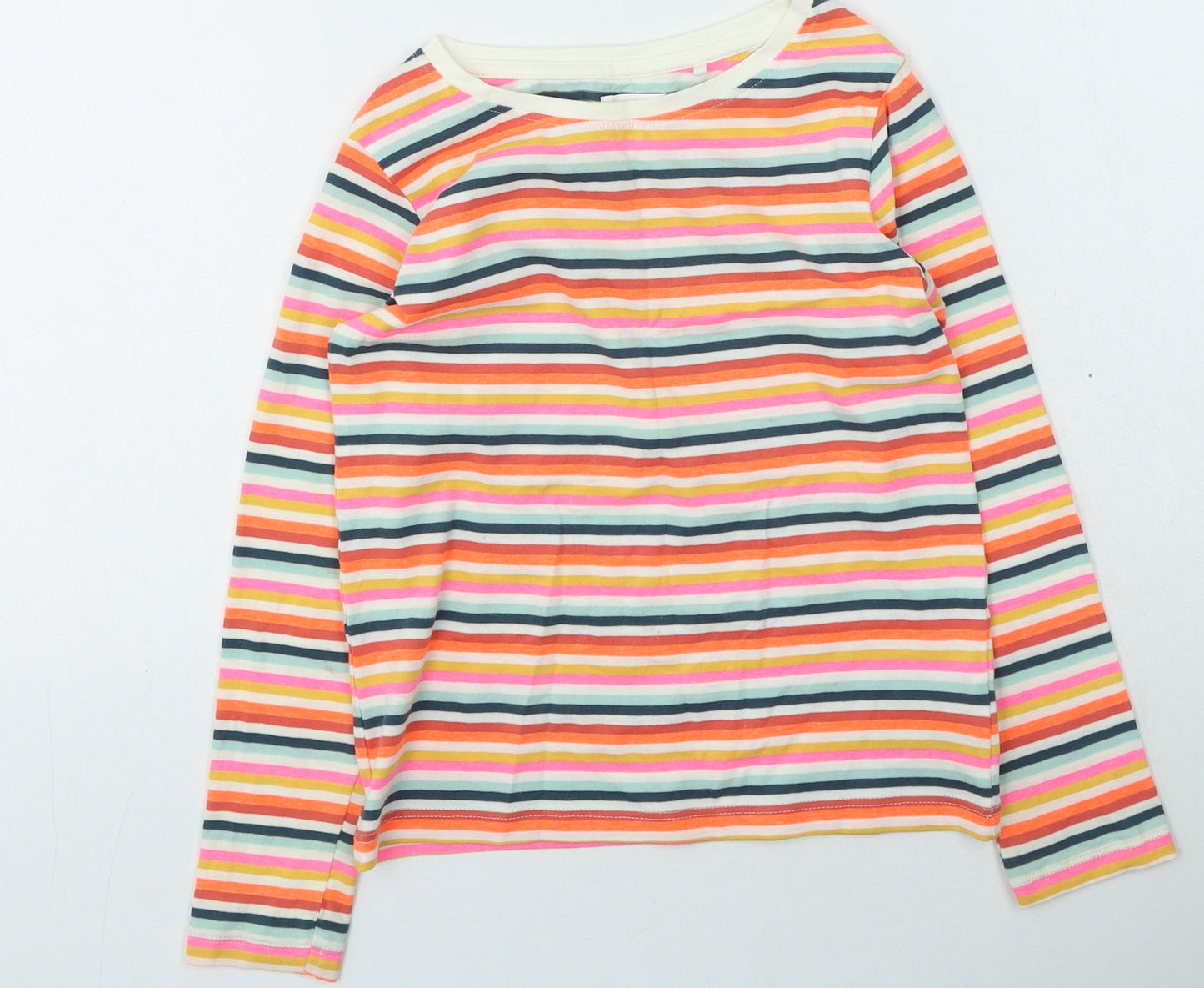 NEXT Girls Multicoloured Striped Cotton Basic Casual Size 6 Years Round Neck