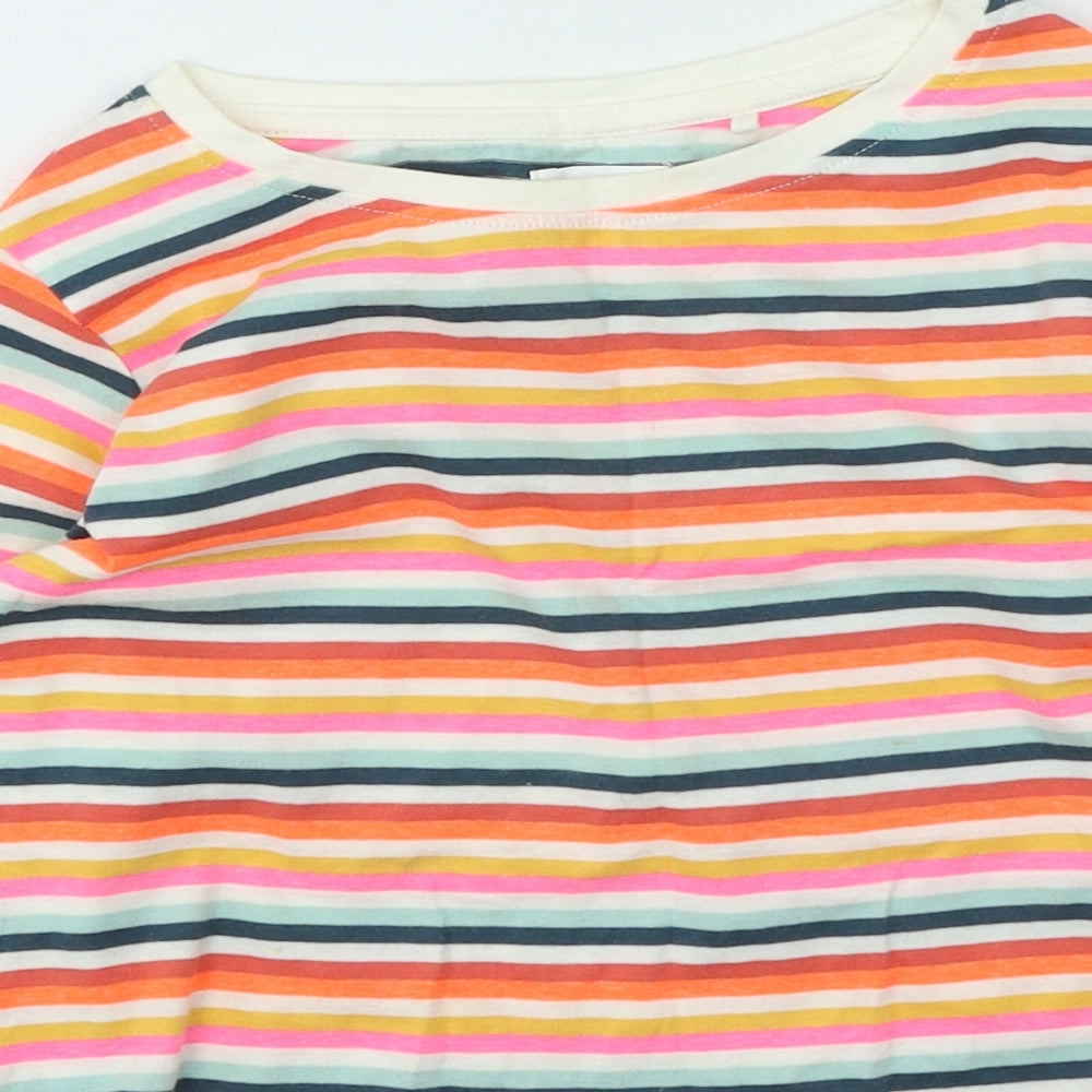 NEXT Girls Multicoloured Striped Cotton Basic Casual Size 6 Years Round Neck