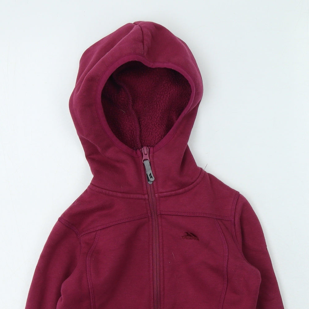 Trespass Girls Purple Round Neck  Polyester Full Zip Jumper Size 5-6 Years