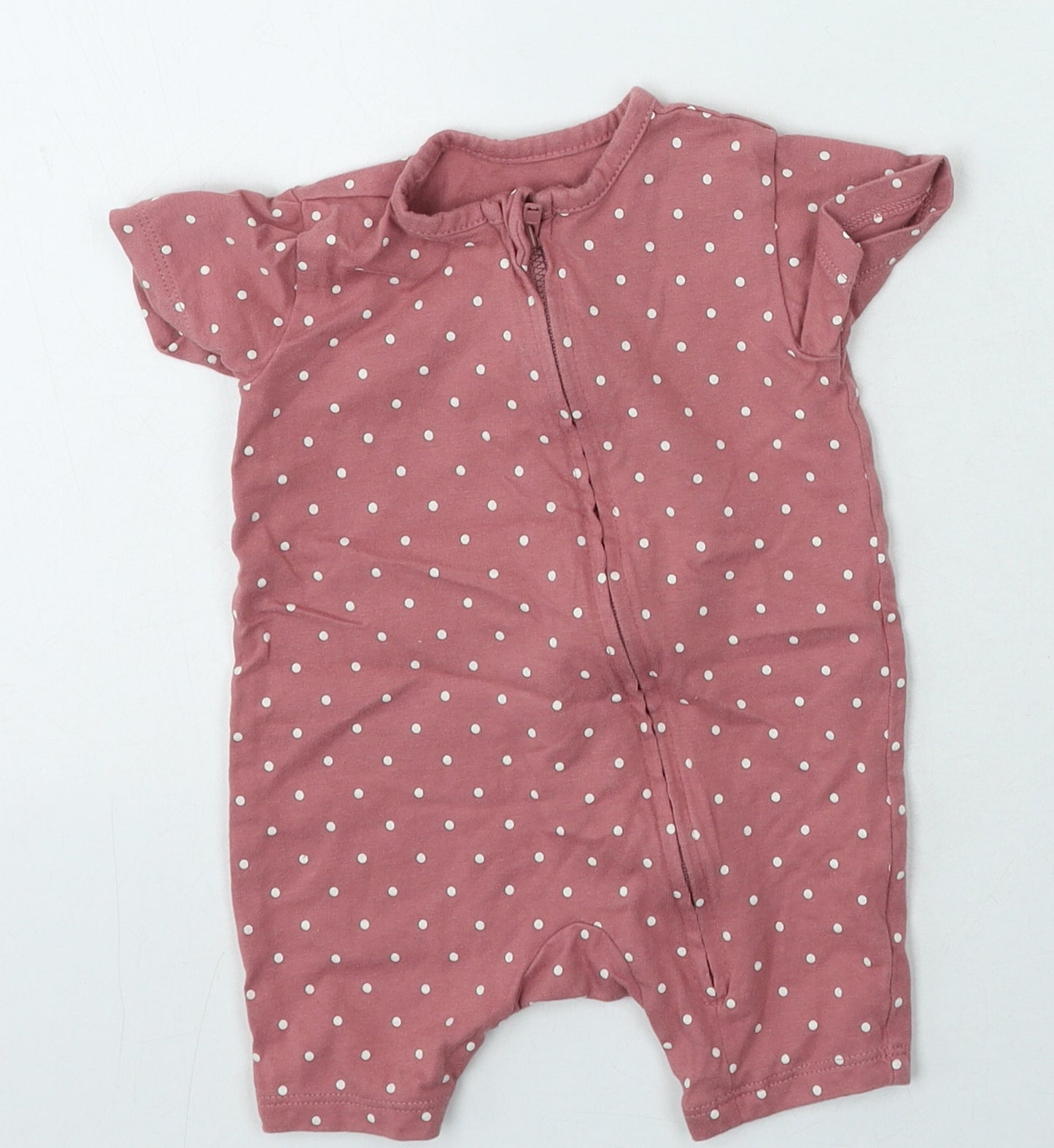 George  Girls Pink Polka Dot Cotton Unitard Outfit/Set Size 3-6 Months