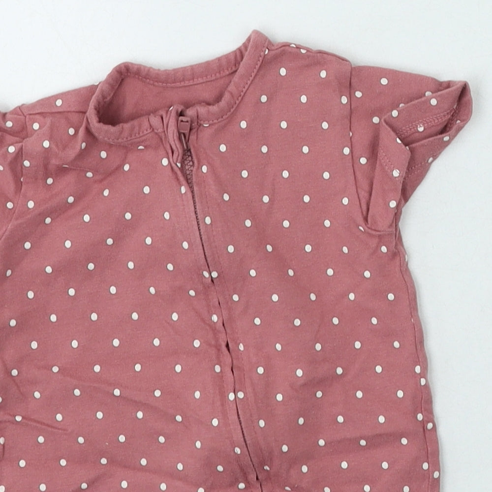George  Girls Pink Polka Dot Cotton Unitard Outfit/Set Size 3-6 Months