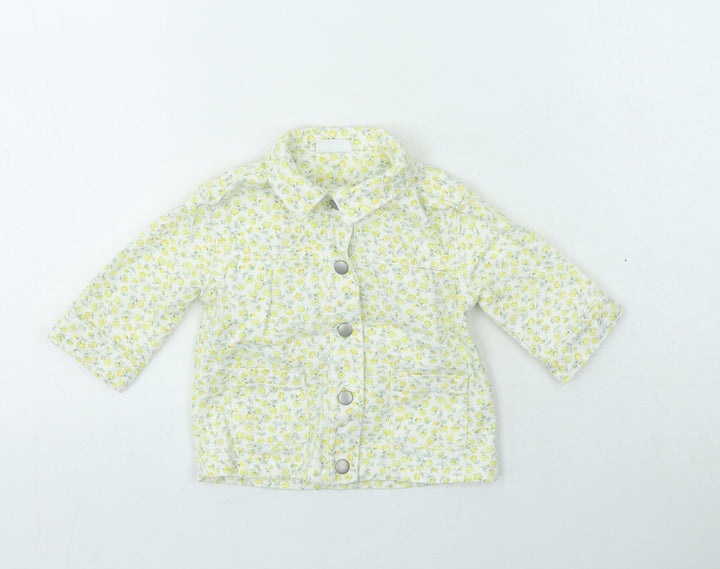 F&F Girls Yellow Floral Jacket Size 0-3 Months