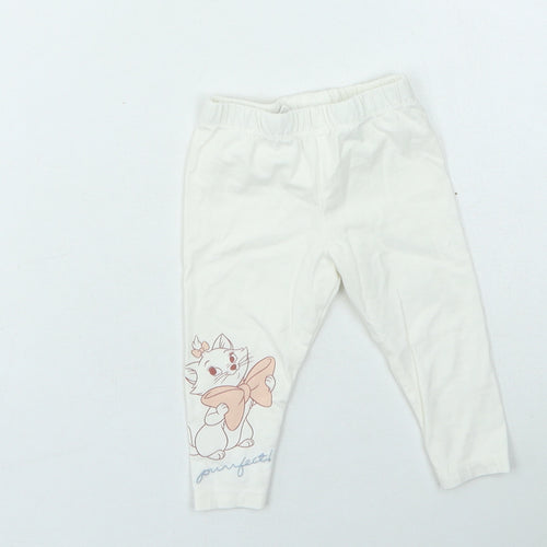 Dunnes Stores Girls White  Cotton Jogger Leggings Size 3-6 Months