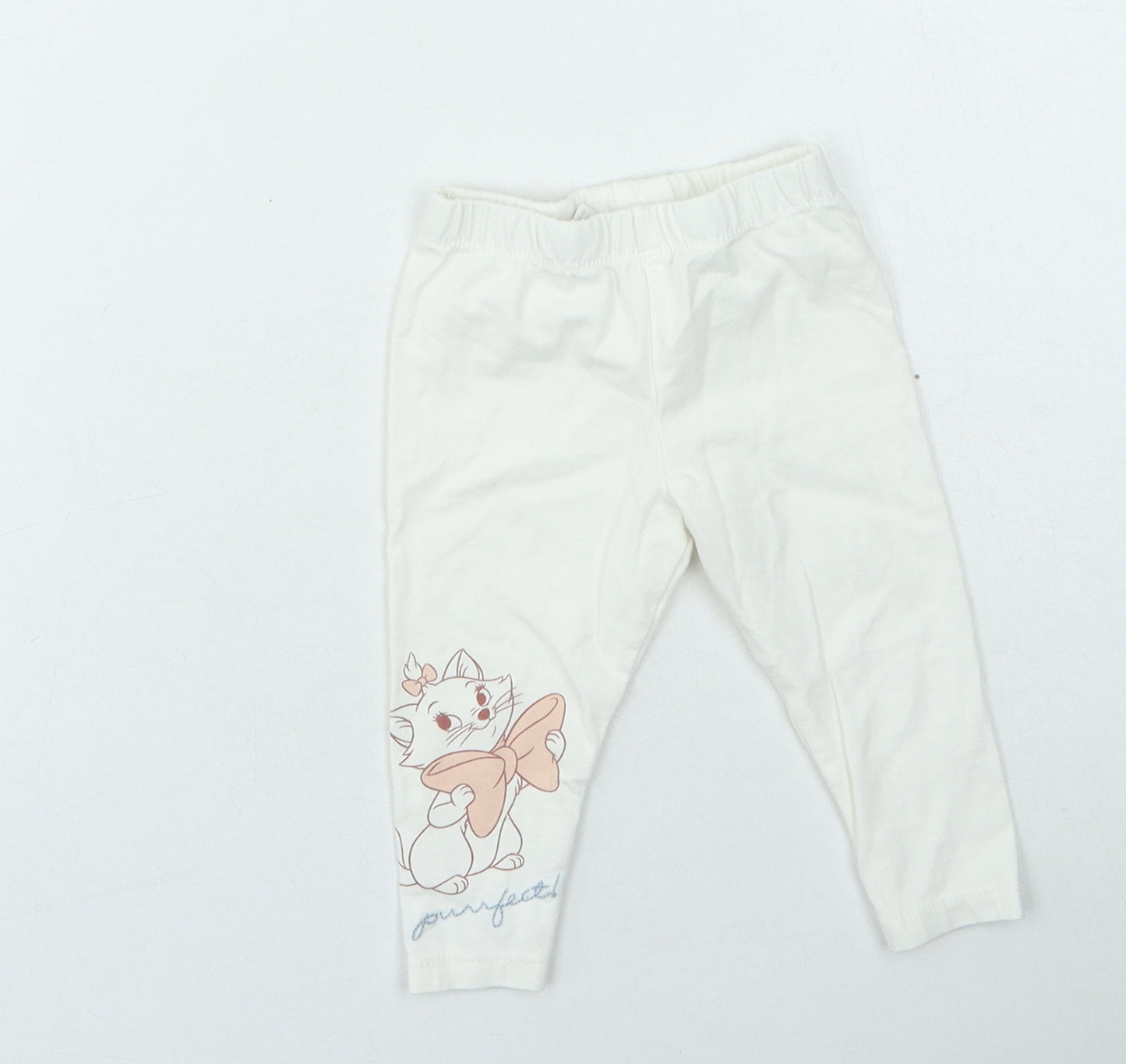 Dunnes Stores Girls White  Cotton Jogger Leggings Size 3-6 Months