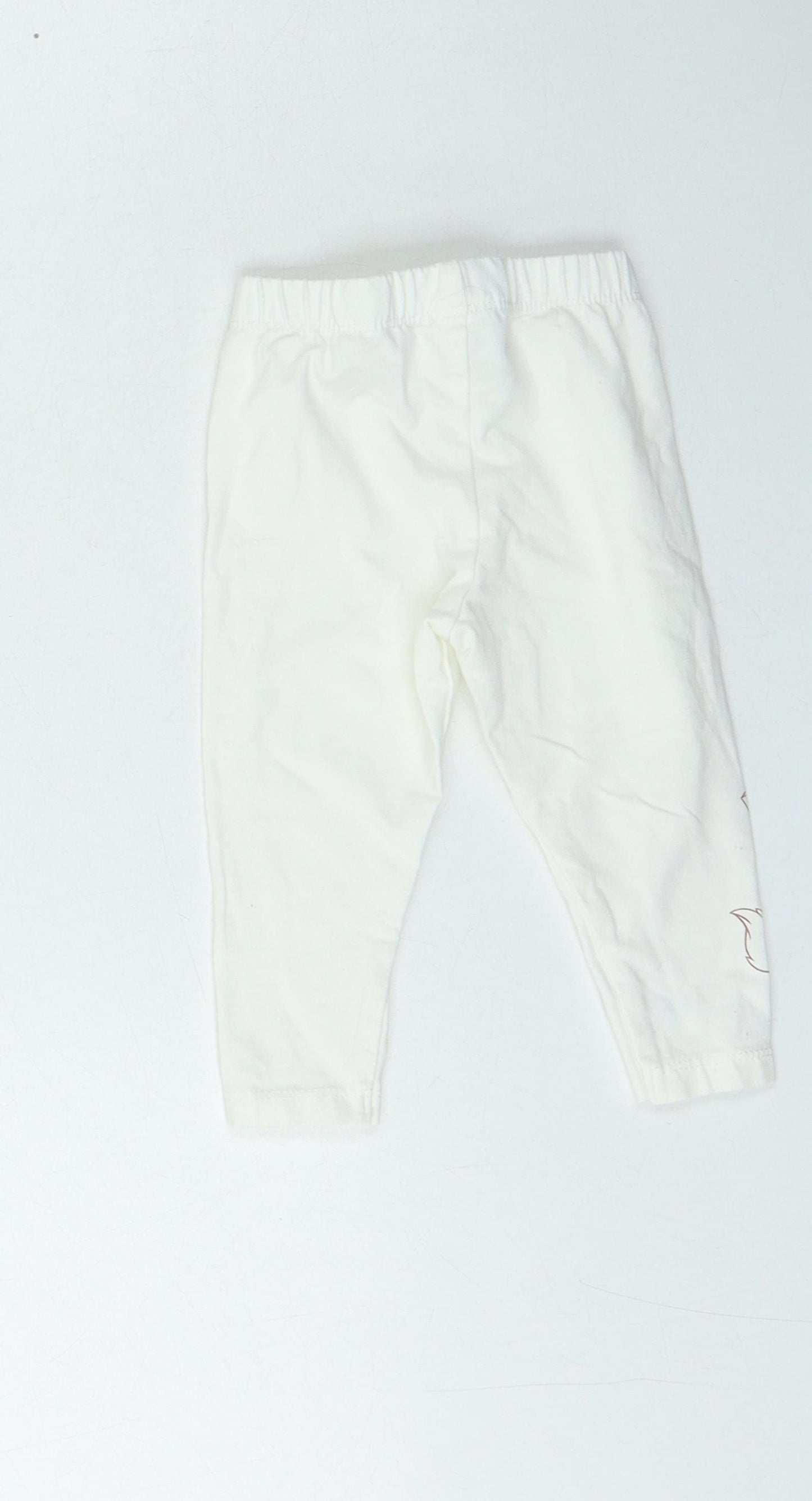 Dunnes Stores Girls White  Cotton Jogger Leggings Size 3-6 Months